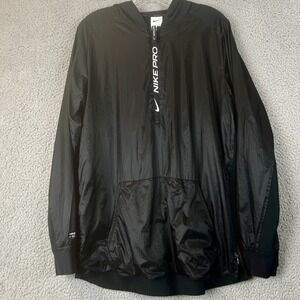 Nike Pro 1/4 Zip Windbreaker Thermal Fit Sample Jacket Triple Black Size Medium